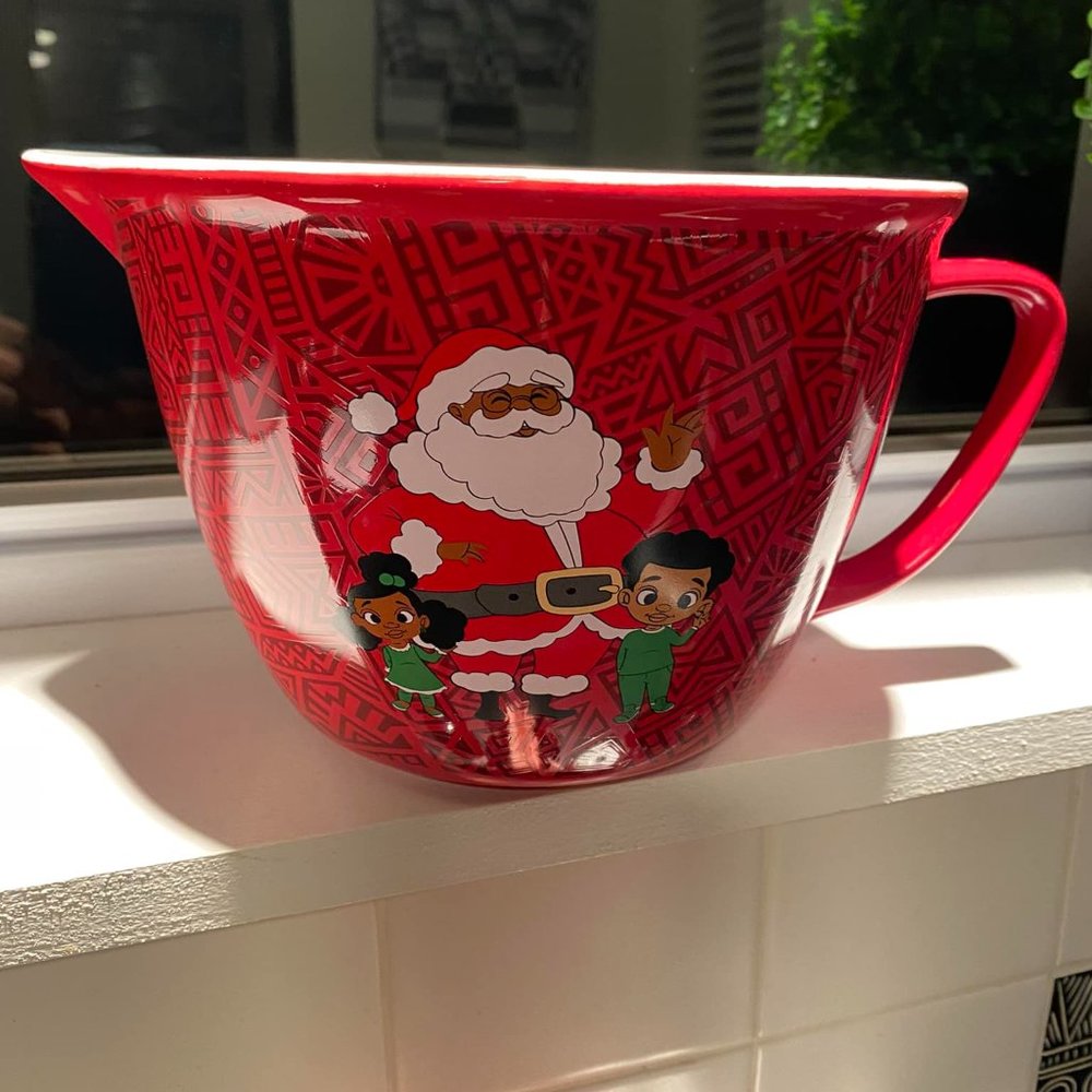 Black Paper Party African American Christmas 8 Cup Mixing Bowl New!